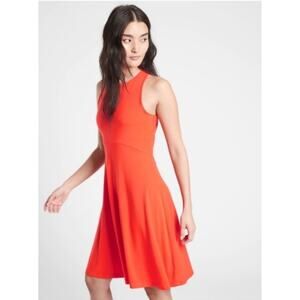Athleta Santorini Dress Orange Sleeveless Fit Flare Athletic Travel Dress Small